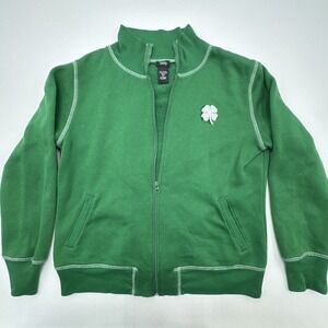 Vanity Vintage St. Patrick's Day Shamrock Y2K Full Zip Sweatshirt Womans Sz XL